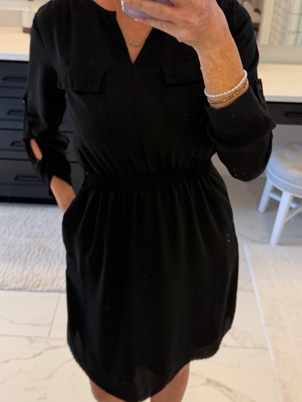 Mossimo Supply Co. Black Long-Sleeve Elastic-Waist Mini Dress